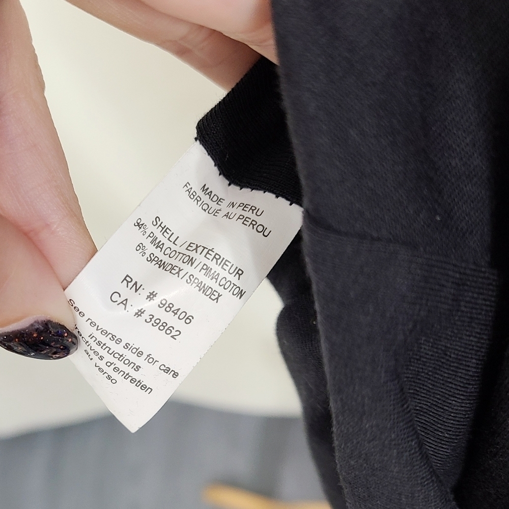 Theory draped black shirt dress pima jersey ruched size P - Picture 6 of 6